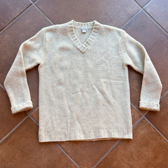 J. Crew Mens All Wool Oatmeal V-Neck Long Sleeve Sweater size S - has 1 Stain - Picture 8 of 8